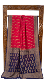 Khaddi Georgette Handloom Banarasi Saree -  Antique zari - The Handlooms