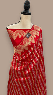 Pure Katan Silk Banarasi Handloom Saree - All over soona roopa  Kadua  stripe - The Handlooms