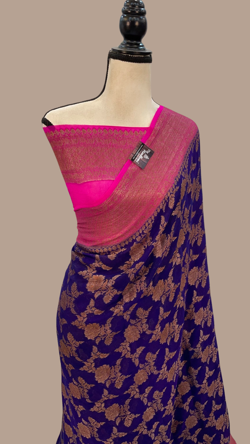 Pure Chiffon Khaddi Banarasi Saree - The Handlooms