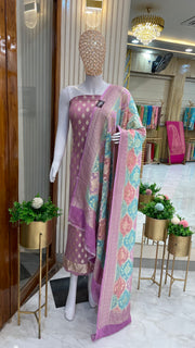Pure Khaddi Georgette Banarasi Dress material - The Handlooms