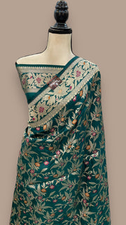 Pure Katan Silk Banarasi Handloom Saree - All over Jaal work with Meenakari - The Handlooms