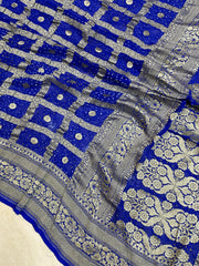 Pure Georgette Banarasi Bandhej Handloom Saree - The Handlooms
