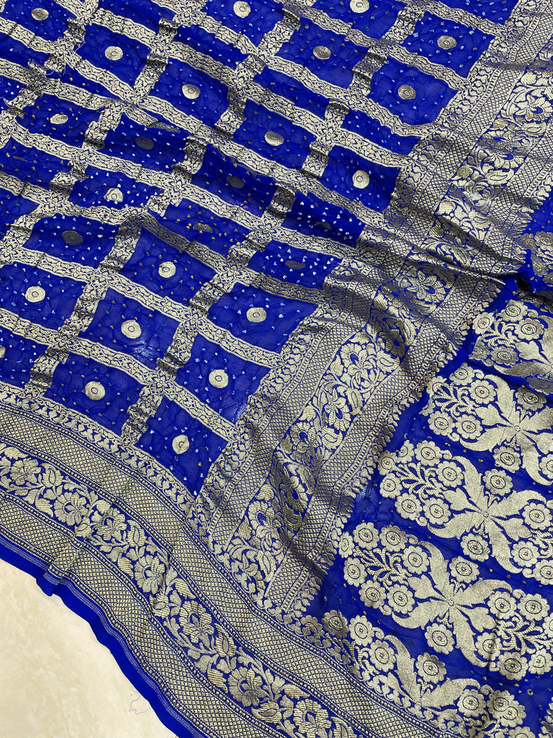 Pure Georgette Banarasi Bandhej Handloom Saree - The Handlooms