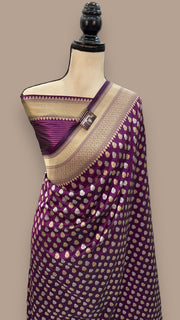 Pure Katan Silk Banarasi Handloom Saree - All over Sona Roopa Jaal work - The Handlooms