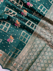 Pure Dupion Silk Banarasi Saree - Gold Zari - The Handlooms