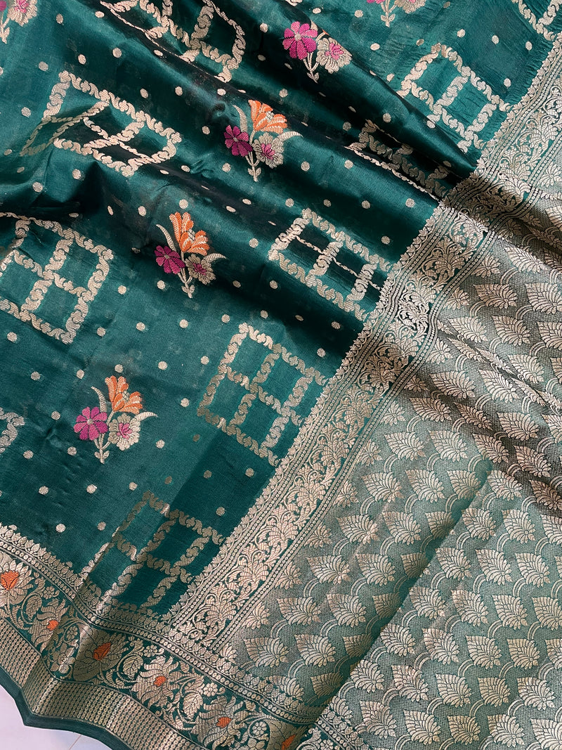 Pure Dupion Silk Banarasi Saree - Gold Zari - The Handlooms