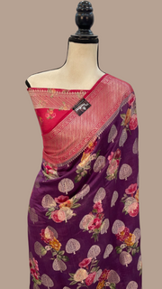 Pure Chiniya Silk Digital Print Handloom Banarasi Saree - The Handlooms