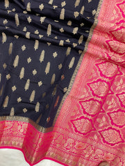 Pure Dupion Silk Banarasi Saree - Gold Zari - The Handlooms