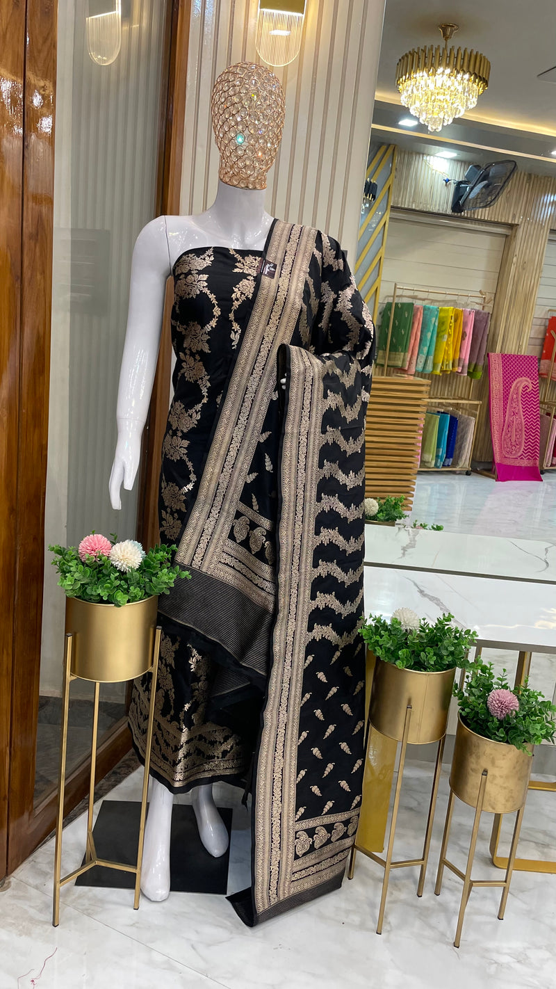 Pure Katan Silk Handlooms Banarasi Dress material - The Handlooms