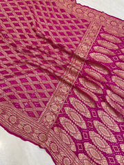 Pure Georgette Banarasi Bandhej Handloom Saree - The Handlooms