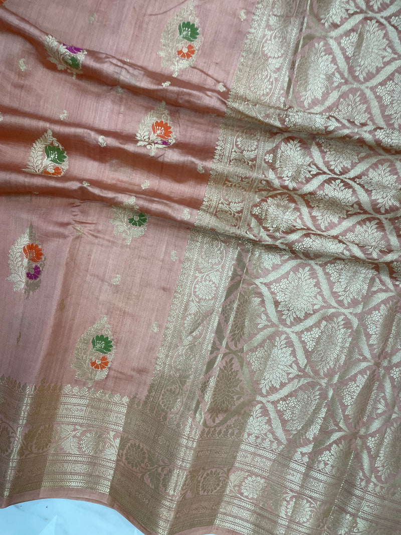 Pure Dupion Silk Banarasi Saree - Gold Zari - The Handlooms