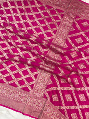 Pure Khaddi Georgette Dupatta - water zari - The Handlooms