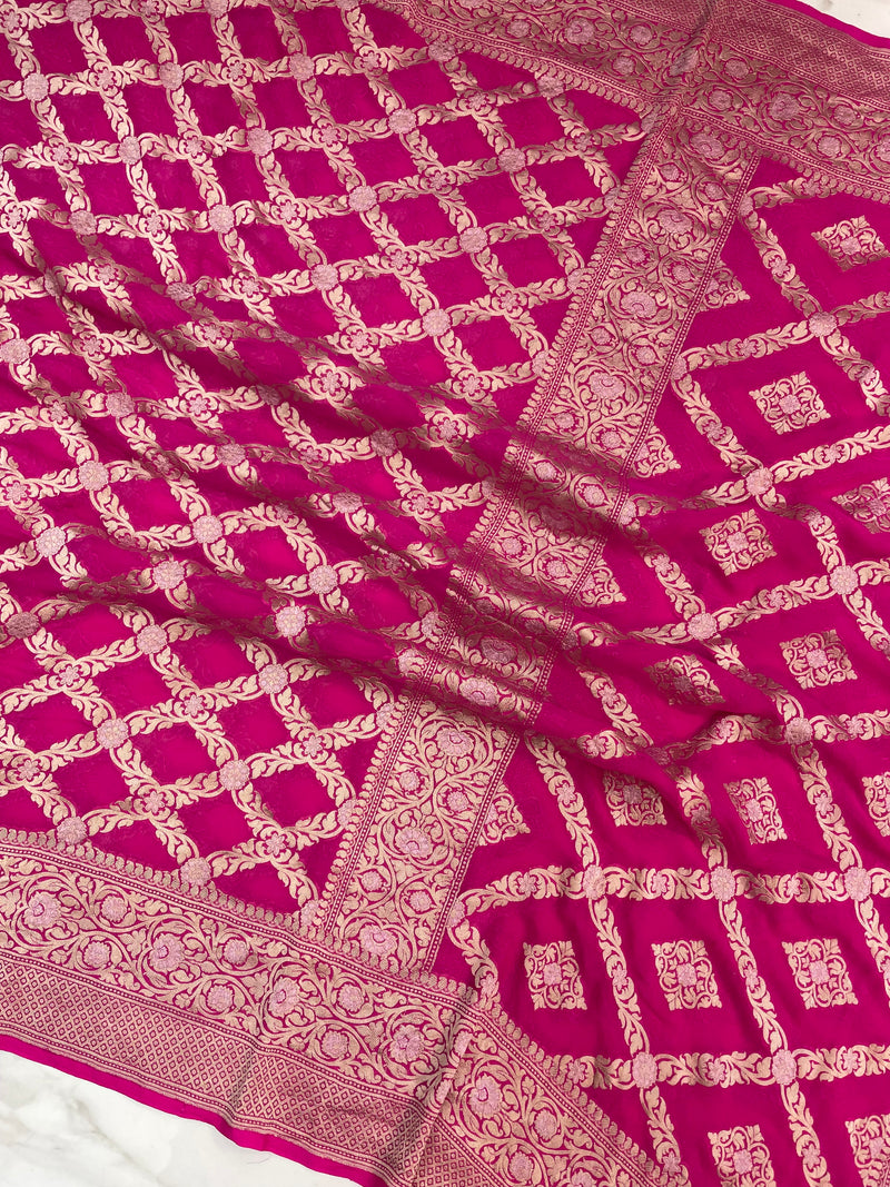 Pure Khaddi Georgette Dupatta - water zari - The Handlooms