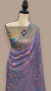 Tussar Silk Handloom Banarasi Saree With Chikankari - The Handlooms