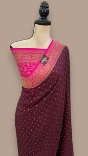 Khaddi Crepe Georgette Banarasi Saree -  Antique zari - The Handlooms