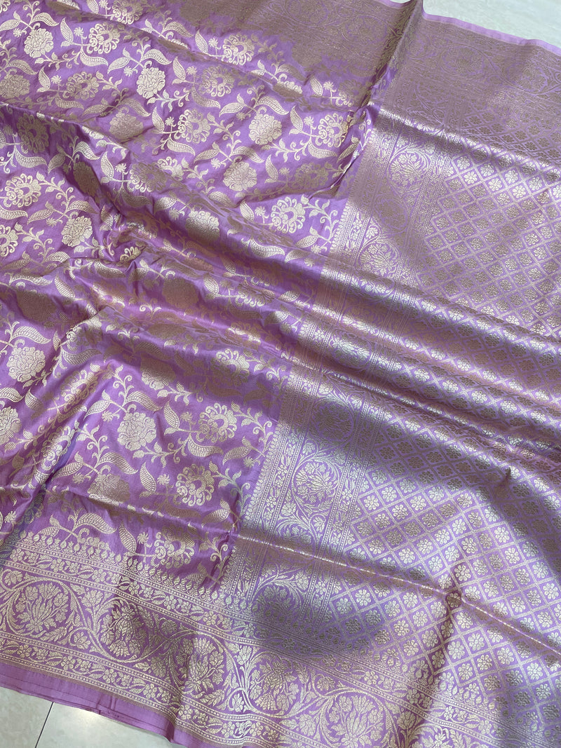 Pure Katan Silk Banarasi Handloom Saree - All Over Jaal Work - The Handlooms