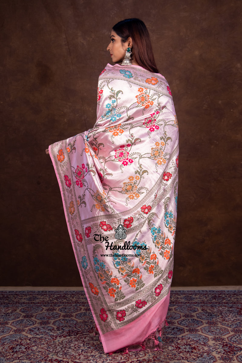 Pure Tussar Georgette Brocade Handloom Banarasi Saree - The Handlooms