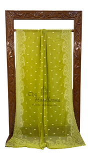 Pure Georgette Chikankari Handloom Banarasi Saree - The Handlooms