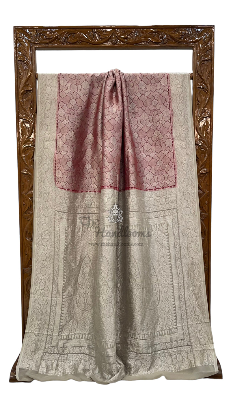 Red Khaddi Georgette Handloom Banarasi Saree - Tanchui Brocade - The Handlooms