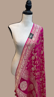 Pure Khaddi Georgette Dupatta - water zari - The Handlooms
