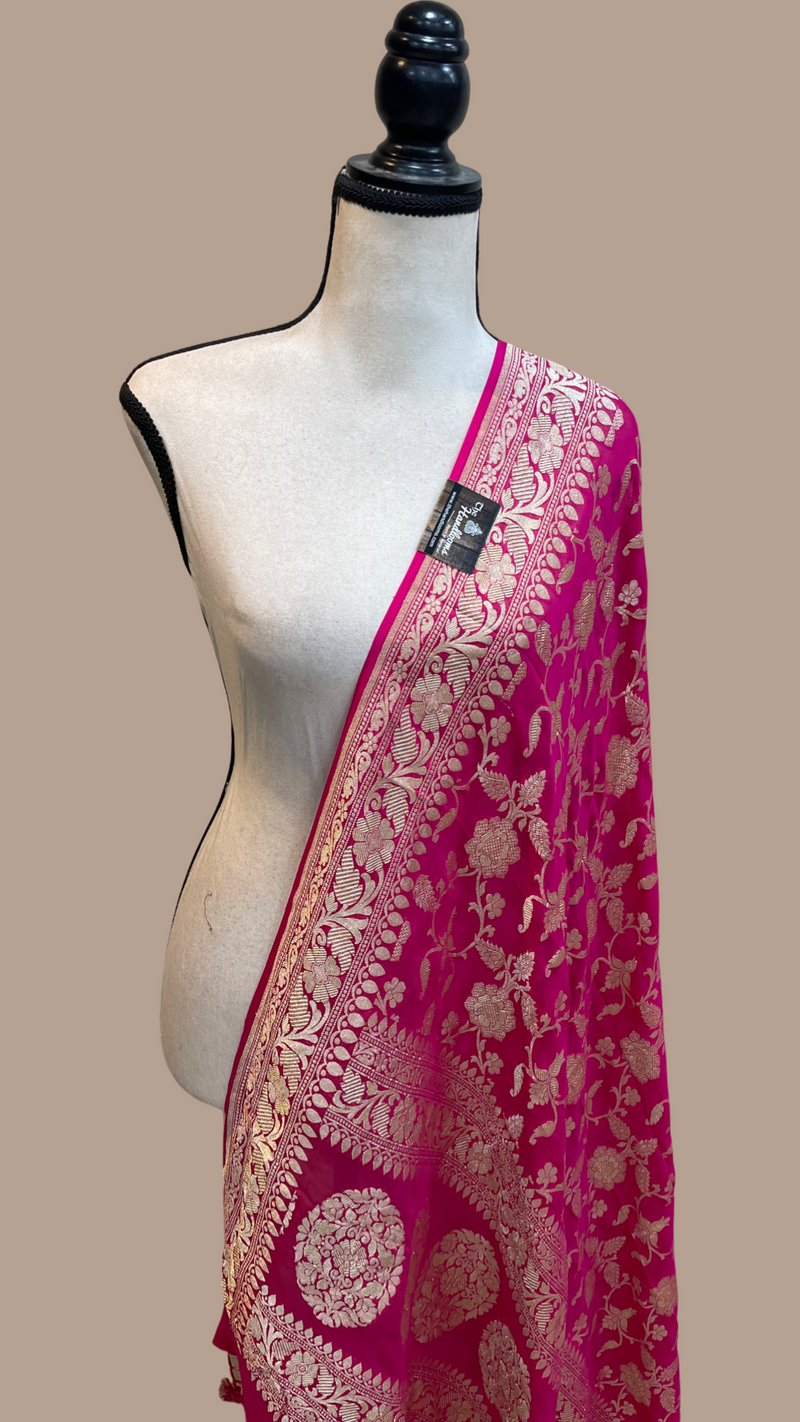 Pure Khaddi Georgette Dupatta - water zari - The Handlooms