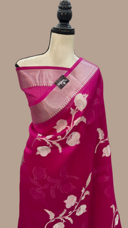 Magenta Pure Kora Handloom Banarasi Saree - The Handlooms