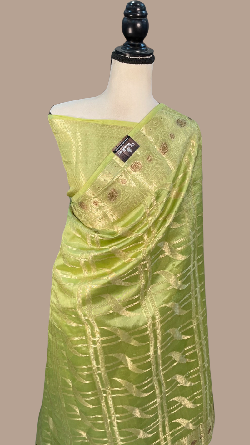 Pure Dupion Silk Banarasi Saree - Gold Zari - The Handlooms