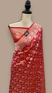 Pure Katan Silk Banarasi Handloom Saree - All over Jaal work - The Handlooms