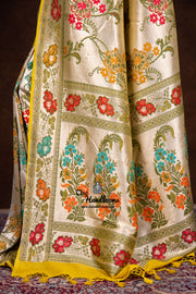 Pure Tussar Georgette Brocade Handloom Banarasi Saree - The Handlooms