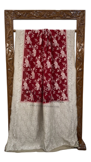 Red Khaddi Georgette Banarasi Saree - The Handlooms