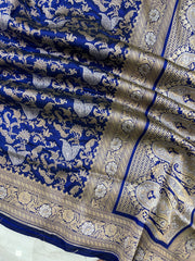 Pure Katan Silk Banarasi Handloom Saree - All over Sona Roopa Jaal work - The Handlooms