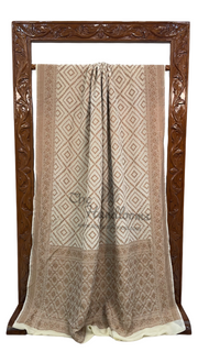 Pure Khaddi Crepe Georgette Banarasi Saree -  Antique zari - The Handlooms