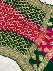 Pure Georgette Banarasi Bandhej Handloom Dupatta - The Handlooms