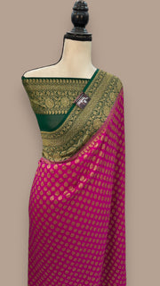 Khaddi  Georgette Handloom Banarasi Saree -  Antique zari - The Handlooms