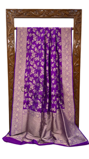 Pure Katan Silk Banarasi Handloom Saree - All Over Jaal Work - The Handlooms