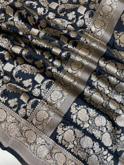 Pure Katan Silk Banarasi Handloom Saree - All Over Jaal Work - The Handlooms