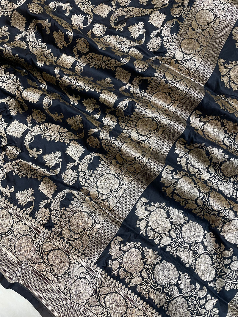 Pure Katan Silk Banarasi Handloom Saree - All Over Jaal Work - The Handlooms