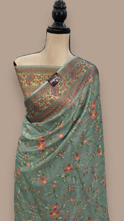 Tussar Silk Handloom Banarasi Saree With Chikankari - The Handlooms