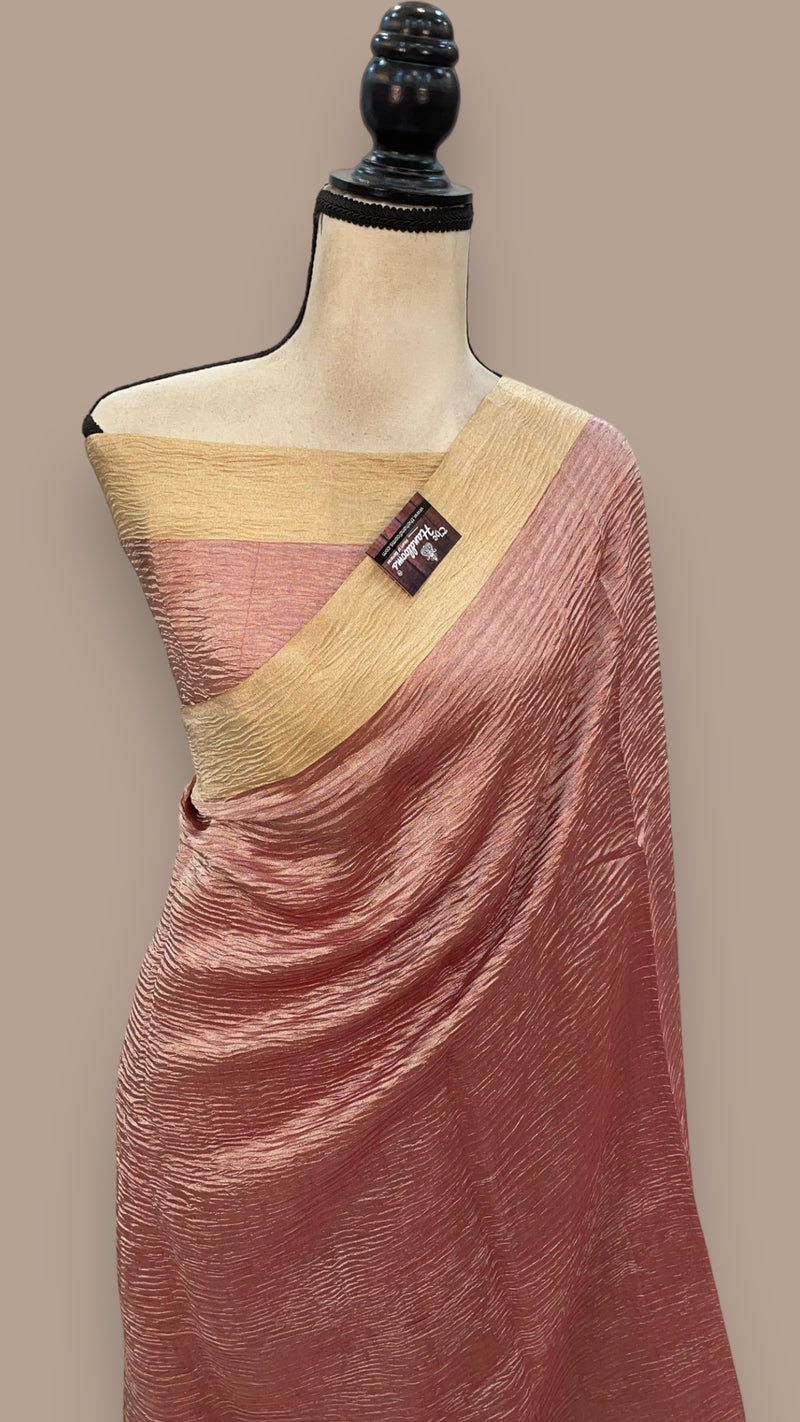 Pure Kora Tissue Crush Handloom Banarasi Saree - The Handlooms