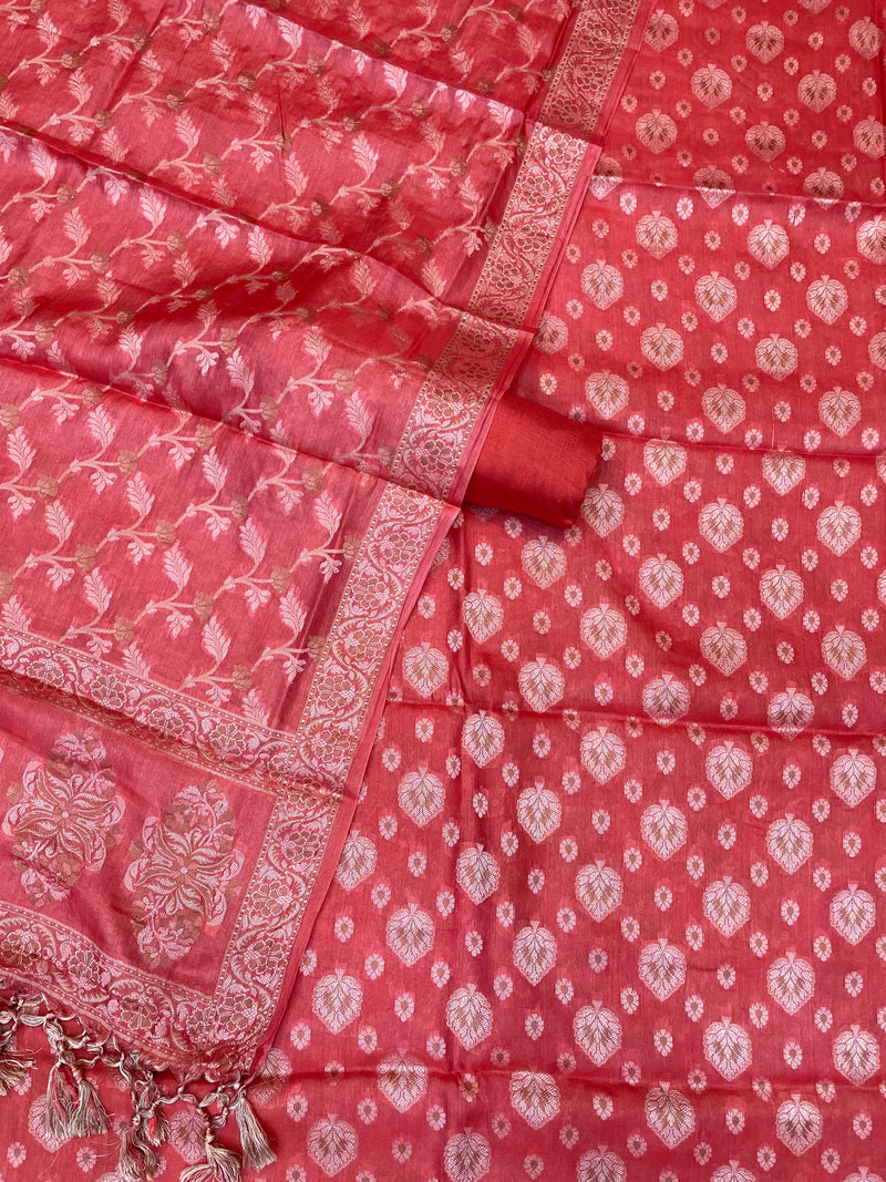 Pure Butter Silk Banarasi Dress material - The Handlooms