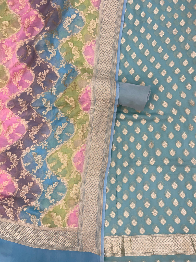 Khaddi Georgette Banarasi Dress material - The Handlooms