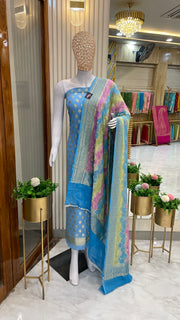 Pure Khaddi Georgette Banarasi Dress material - The Handlooms