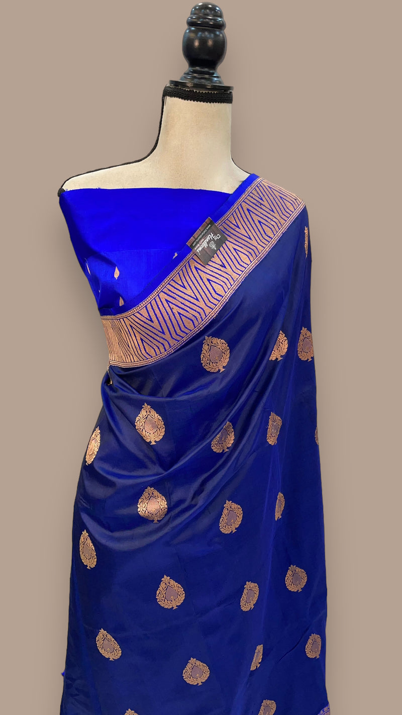 Pure Katan Silk Banarasi Handloom Saree - All over Kadua motifs - The Handlooms