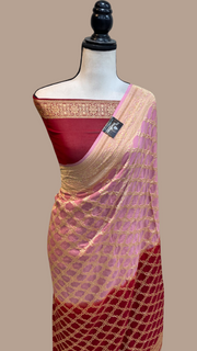 Dual Shade Khaddi Georgette Banarasi Saree -  Gold zari - The Handlooms