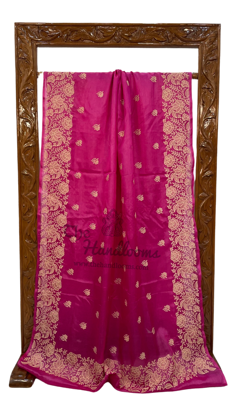 Tussar Silk Handloom Banarasi Saree With Chikankari - The Handlooms