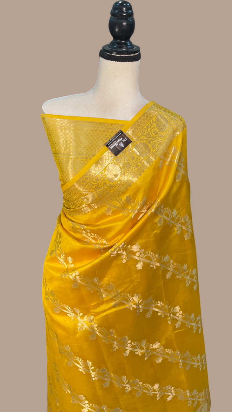 Pure Dupion Silk Banarasi Saree - Gold Zari - The Handlooms