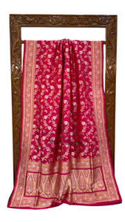 Pure Katan Silk Banarasi Handloom Saree - All over Sona Roopa Jaal work - The Handlooms
