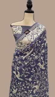 Pure Organza Chikankari Handloom Banarasi Saree - The Handlooms