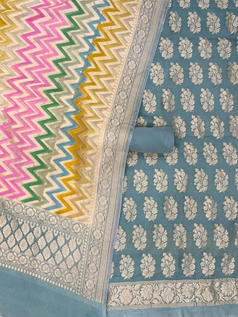 Khaddi Georgette Handlooms Banarasi Dress material - The Handlooms