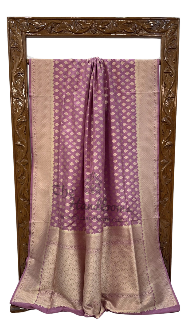 Onion Pink Pure Katan Silk Banarasi Handloom Saree - All Over Jaal Work - The Handlooms